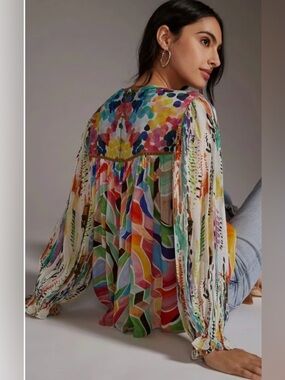 Anthropologie Bl-nk London Miranda Peasant long sleeve top